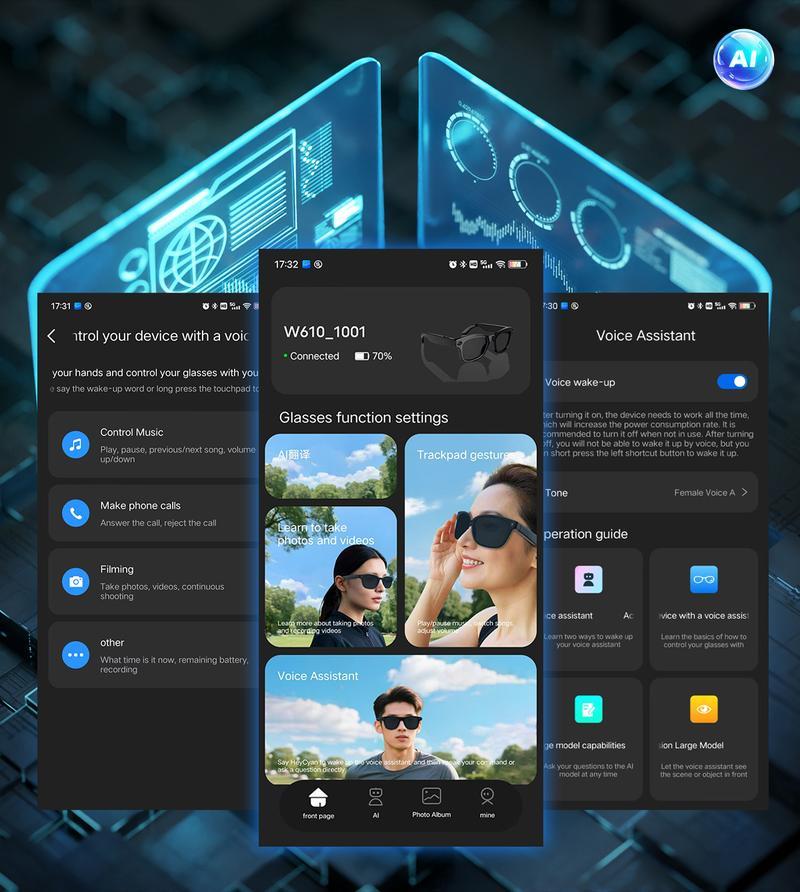Smart AI Camera Glasses with 8MP Photochromic Lenses ,Button Touch Adjustment for Travel Outdoor Adventures Hands-Free Photography 160+Languages Real-Time Translation Bluetooth Wireless Wearable Video Recording UV Protection
