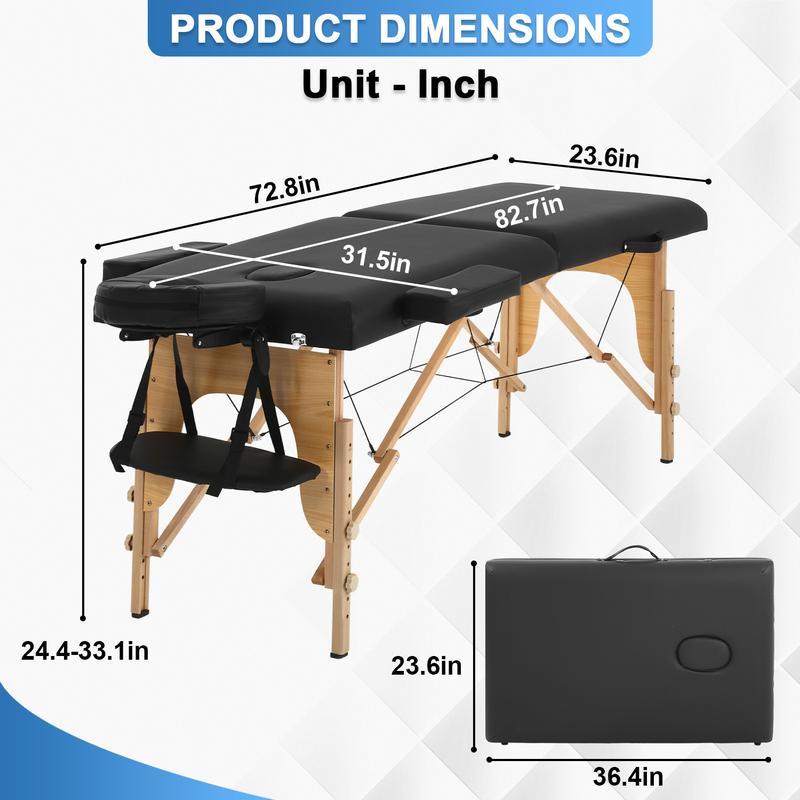 BestOffice Massage Bed Portable Massage Table 24 in Wide Lash Bed Heigh Adjustable 2 Folding with Non-Woven Bag for Spa Footmassage Facial CareSpa Tattoo