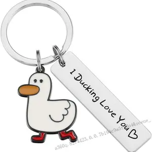 Adorable Duck Bag Charm Keychain – Stainless Steel Cute Duck Pendant for Backpack, Handbag & Car Keys, Trendy Small Gift Accessory