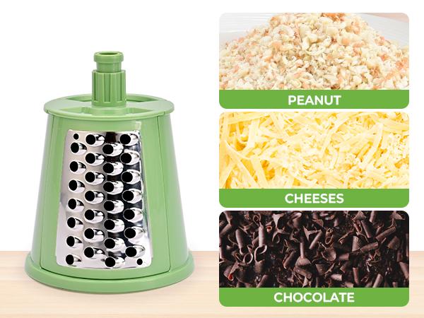 SUSTEAS Vegetable Chopper 18/10 Stainless Steel with 6 Replaceable Blades, Strong Suction Cup Base, Durable Design for Easy Cooking Kitchenware Utensils New Green