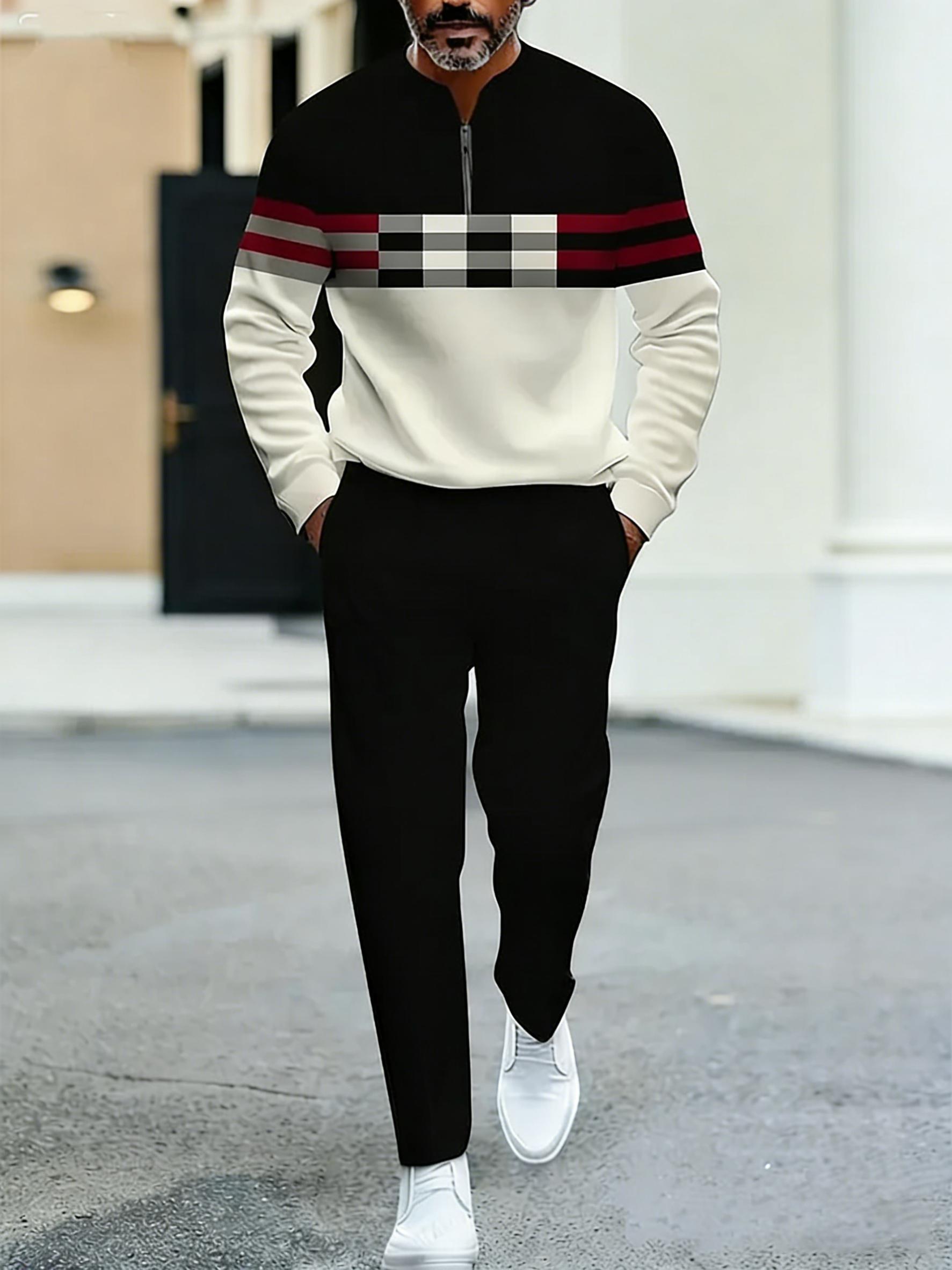 Men's Casual Tracksuit, Effortless Street Style Menswear Clothing Set