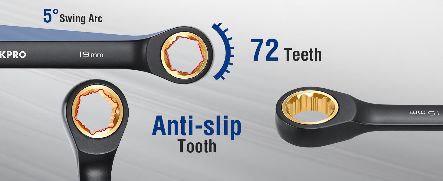 #JumpstartSale WORKPRO Extra Long Ratcheting Wrench Set, 10-Piece Anti-Slip Double Box Wrenches Set, Metric 8-19 mm, 72-Teeth, Cr-V Steel and Black Electrophoretic Coating Wrenches with Rolling Pouch