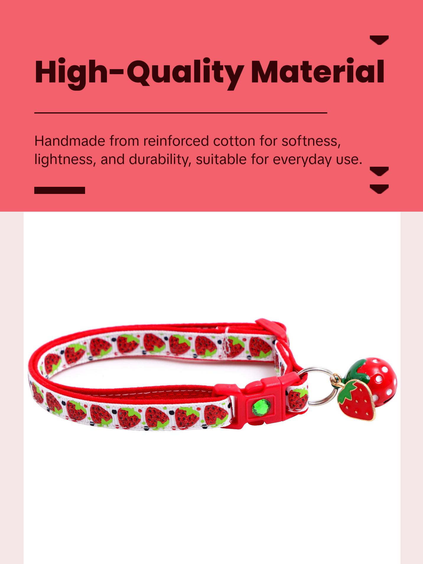 Strawberries Safety Breakaway Cat Collar with Jingle Bell and Charm by Pugs2Persians Fruit Berry Strawberry