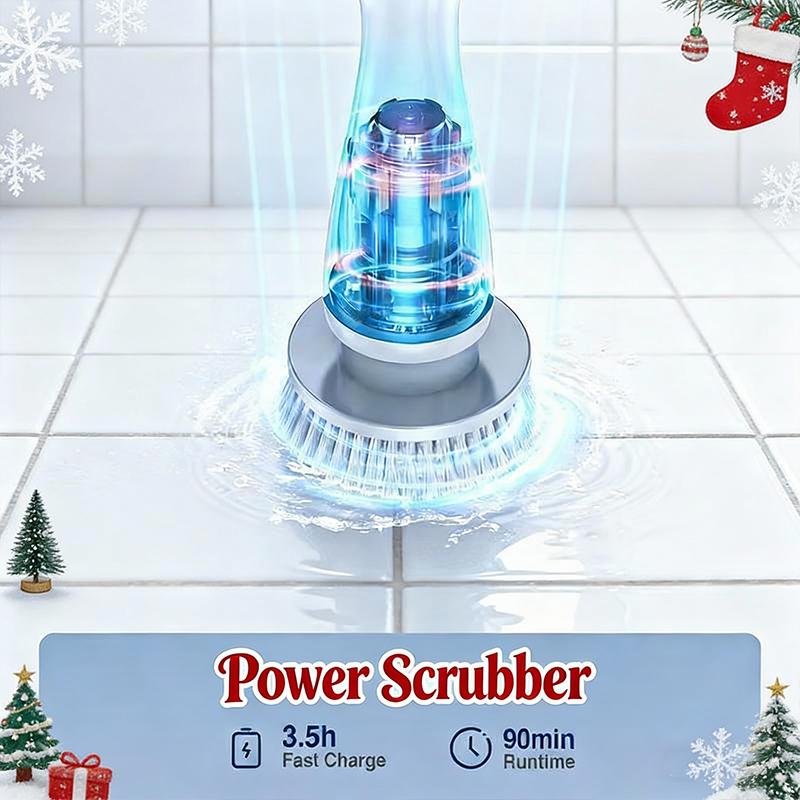 【Valentine's Day gift】HomeShine Electric Spin Scrubber Cordless Shower Scrubber lPX7 Waterproof Multi-Surface Cleaning Brush with 9 Brush Heads Long Battery Life Adjustable Speed Extendable Handle for Bathroom Kitchen Durable Cleaning Helper Utensils