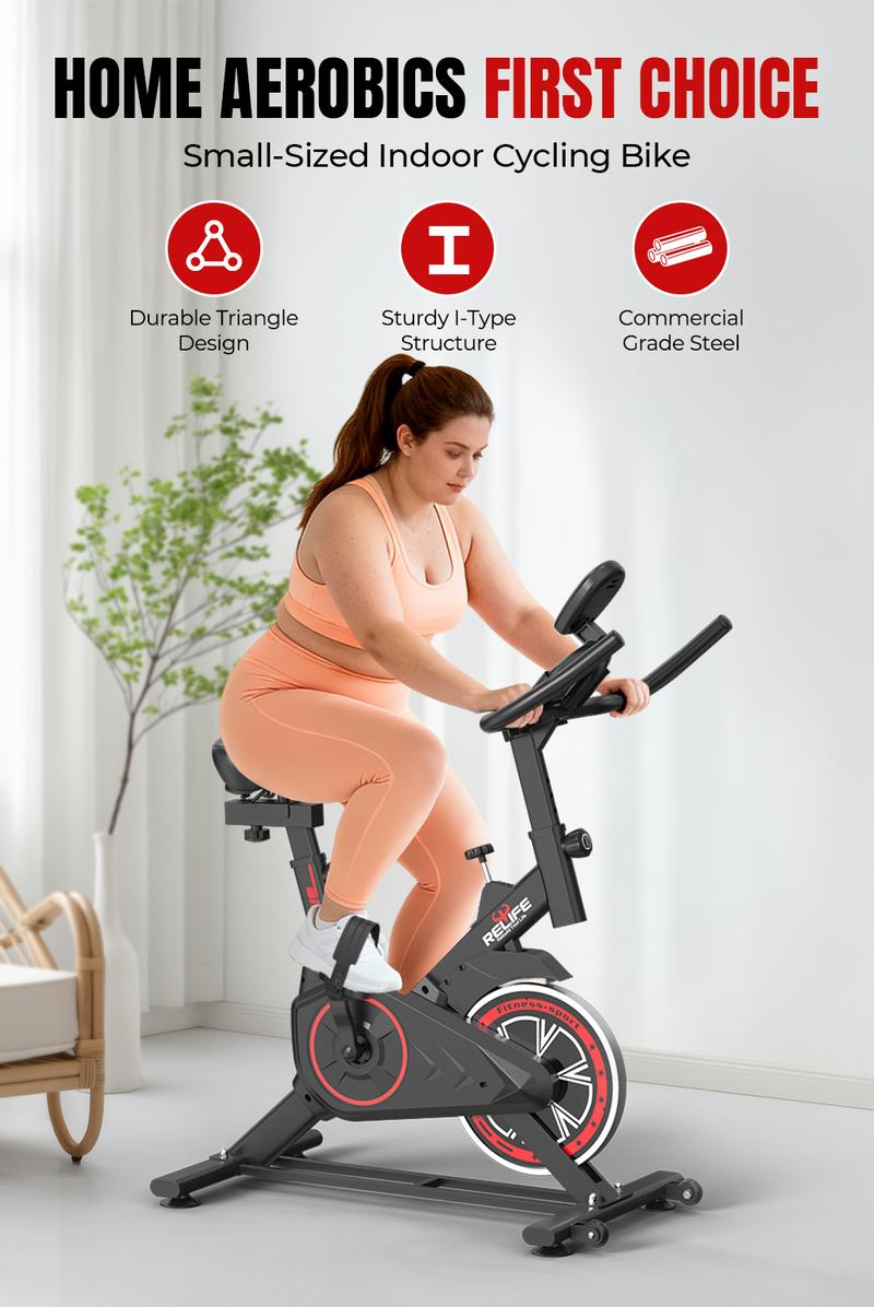 RELIFE REBUILD YOUR LIFE Mini Exercise Bike Compact Stationary Bike Silent Indoor Cycling for Small Space w/Adjustable Seat, Smooth Pedal & Belt Drive RELIFE REBUILD YOUR LIFE Mini Exercise Bike Compact Stationary Bike Silent Indoor Cycling for Small Space w/Adjustable Seat, Smooth Pedal & Belt Drive