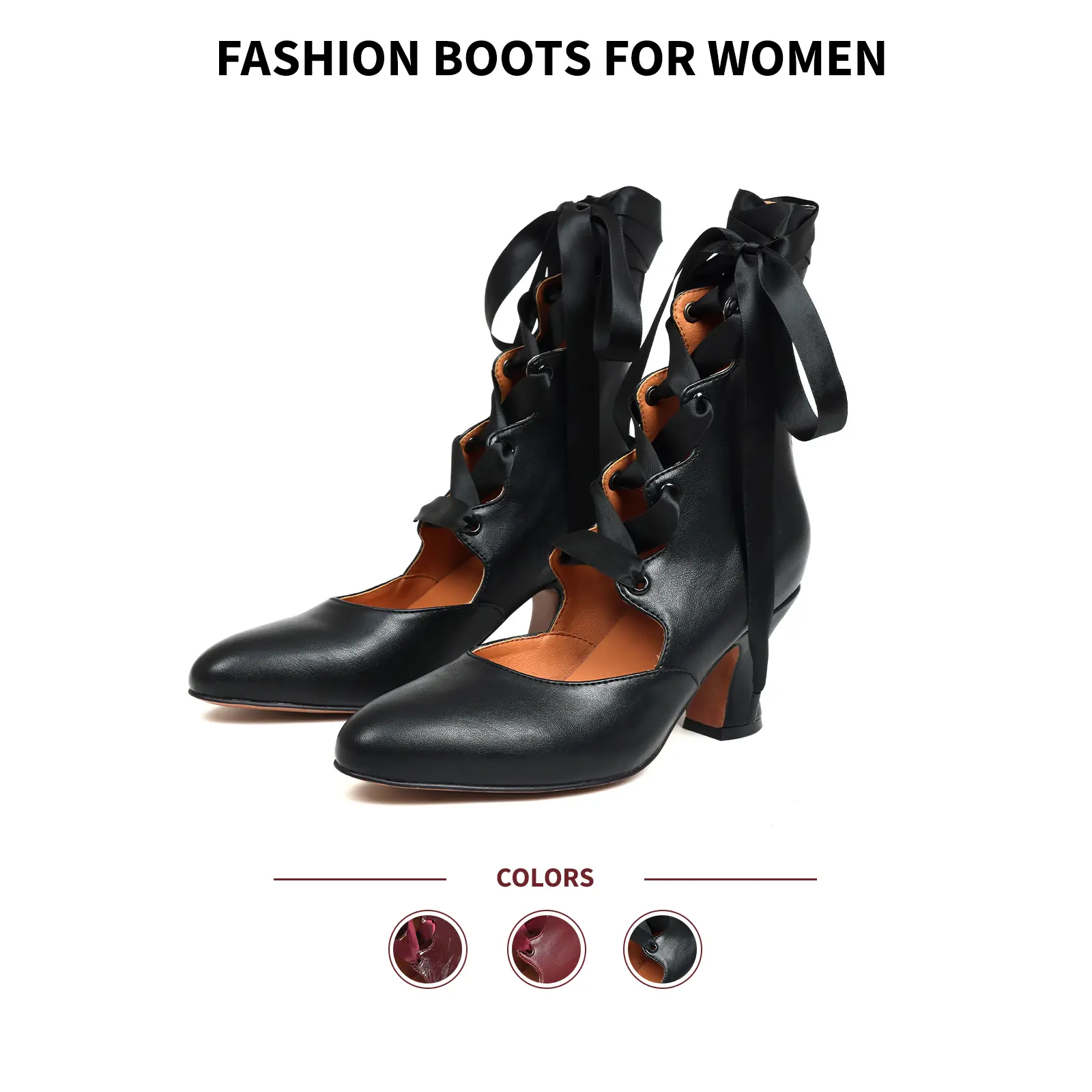 Fashion Boots For Women Mary Jane Ankle Boots Pointed Toe Block Heel Lace Up Back Zipper Gladiator Boot Lolita Retro Chic Vintage Princess Shoes Party Wedding Date Back To School Photoshoot Festival Comfy Ghillie Pumps Breathable Modern Boots Summerwins