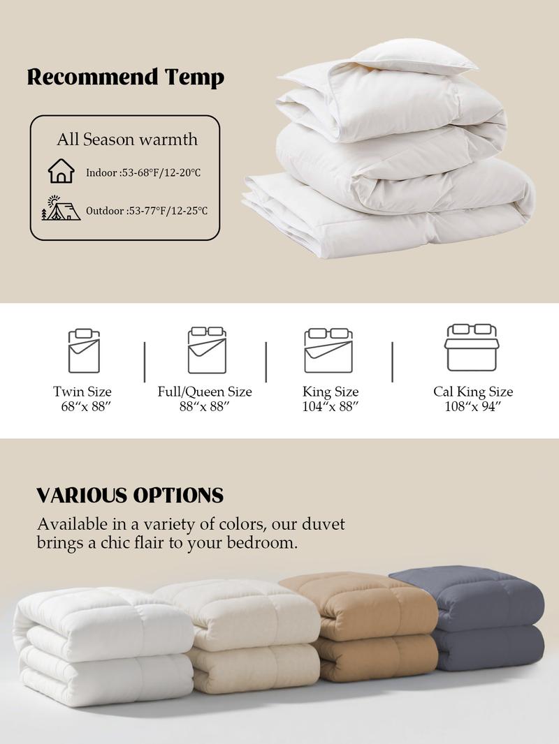 PEACE NEST Goose Down Comforter Duvet Insert All Season Twin Full Queen King Cal King Medium Warmth Comforter Hotel quality Bedding Sleeping Super Fluffy Soft Machine Washable Duvet for Winter TikTok Shop Black Friday