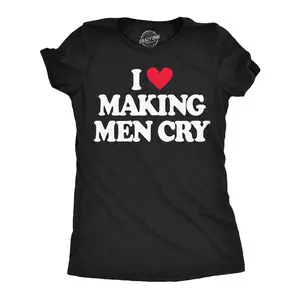 Womens Funny T Shirts I Heart Making Men Cry Sarcastic Valentines Day Tee For Ladies Funny Womens T Shirts Cute Vintage Fashion Casual Ladies T-Shirt Gift Love Tops for Women Women's Novelty Tees Black -