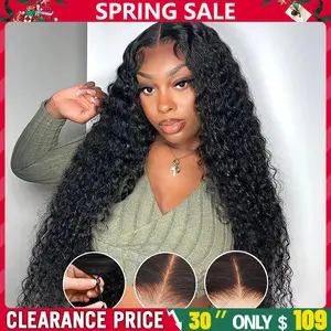13X6 Glueless Deep Wave Wig Natural Black Closure With Drawstring Pre-Cut & Plucked HD Lace Ready To Go For Women Human Hair Bundles Wavy Dealsforyoudays    FallFreshness TikTokShopBlackFriday