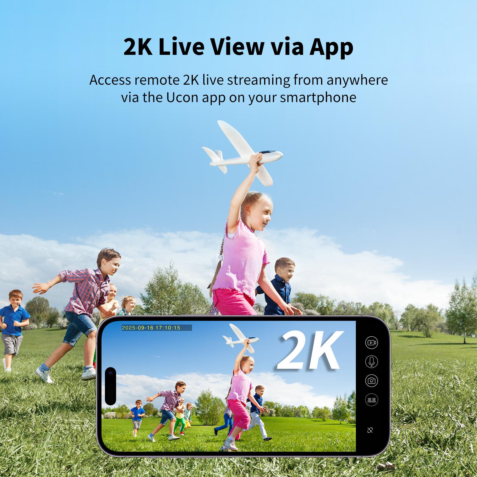 4G LTE Solar Powered Security Camera CB114S with 2K Live View 360° Coverage Two Way Audio PIR Motion Detection IP65 Waterproof Outdoor Surveillance（4G DATA REFILL Required）