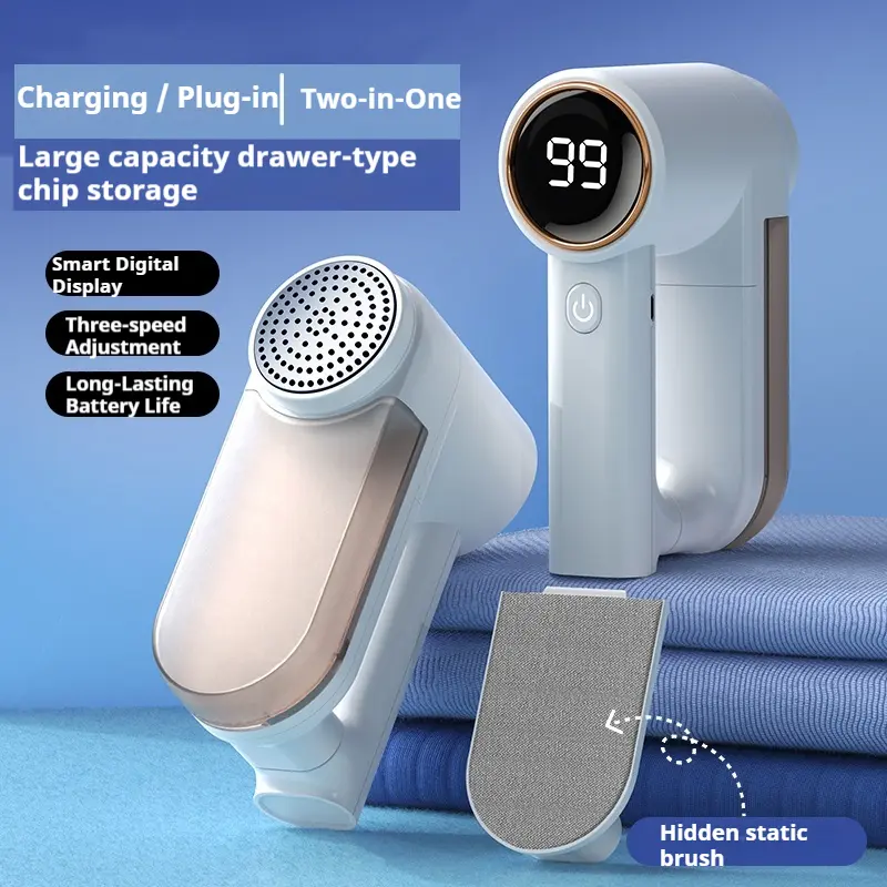 Rechargeable Compact Electric Fabric Shaver & Lint Remover, 3-Speed Defuzzer with Digital LED Display, Smooths Pilling for Fresher Fabrics, Helps Restore Sweater Look, Works on Clothes, Sweaters, Couches, Blankets, Furniture