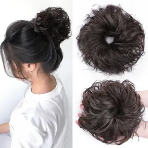 SEGOHAIR Messy Bun Hair Piece Fake Hair Bun Hair Scrunchies Bun  Synthetic Hair Bun Piece for Women, Curly Wavy Elastic updo Scrunchy Bun25-45g
