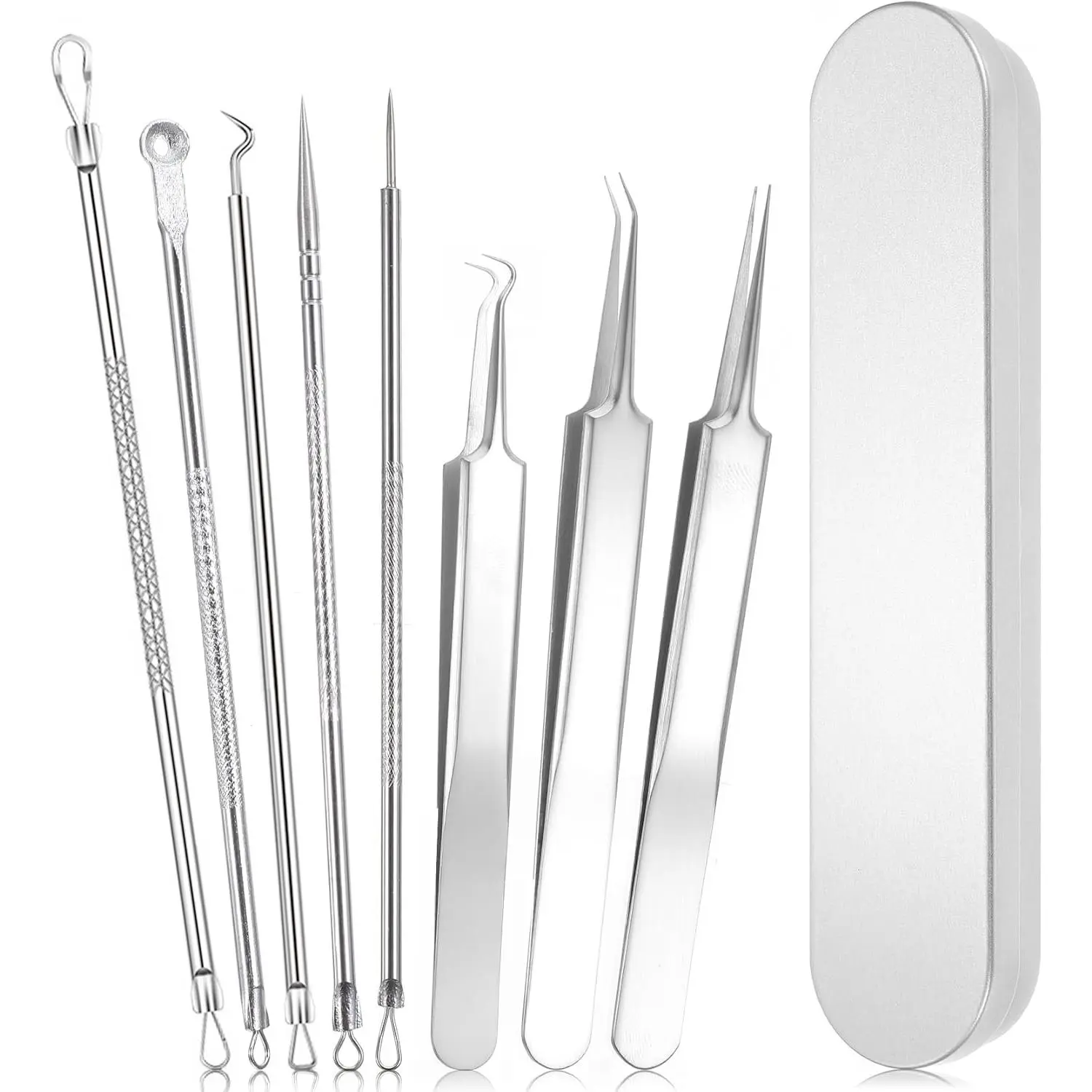 Precision Skincare Tool Kit with Case, 8PCS Stainless Steel Facial Care Accessories, Beauty Tools for Detailed Skin Routine