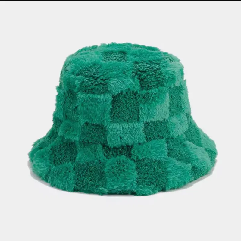 Glory Max Winter Fluffy Plush Bucket Hat Cozy Faux Fur Wide Brim Adjustable Size for Women
