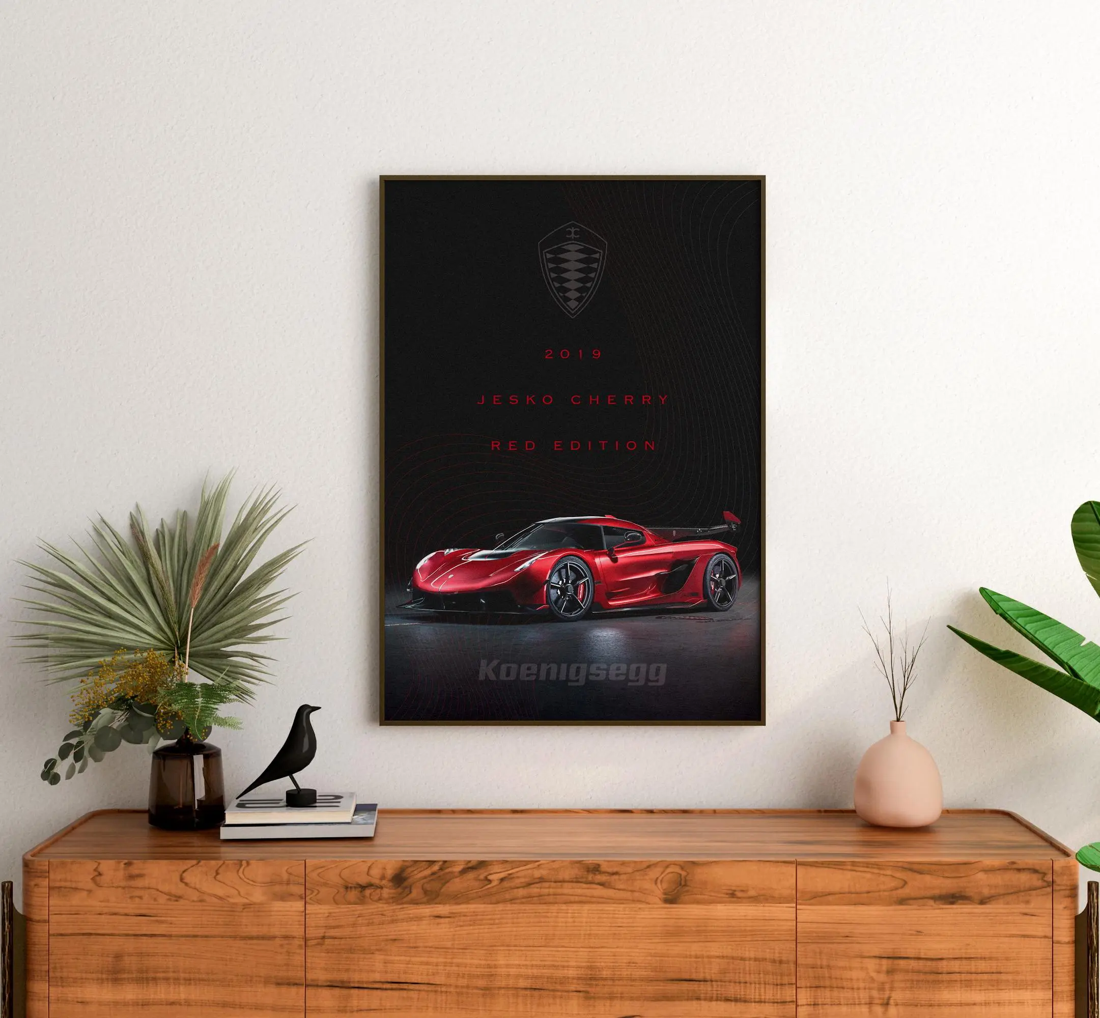2019 Koenigsegg Jesko Cherry Red Edition Poster Unframed | Hypercar Art Print |