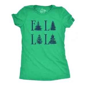 Womens Fa La La La T Shirt Funny Xmas Carol Tree Tee for Ladies Funny Womens T Shirts Cute Vintage Fashion Casual Ladies T-Shirt Gift Christmas Tops for Women Funny Music Top Women's Novelty Tees Green -
