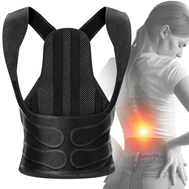 Women's Polyester Adjustable Waist Wrap Shapewear Belt - Velcro Body Slimming Waist Trainer, Hunchback Aligners Posture Support Vest with Shoulder Straps for Back Pain Relief, 1.0 Size