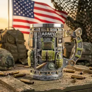 250th Anniversary Military 3D Mug, Commemorative Coffee Cup, Gift for Veteran & Military Fun Collectibles military beer stein