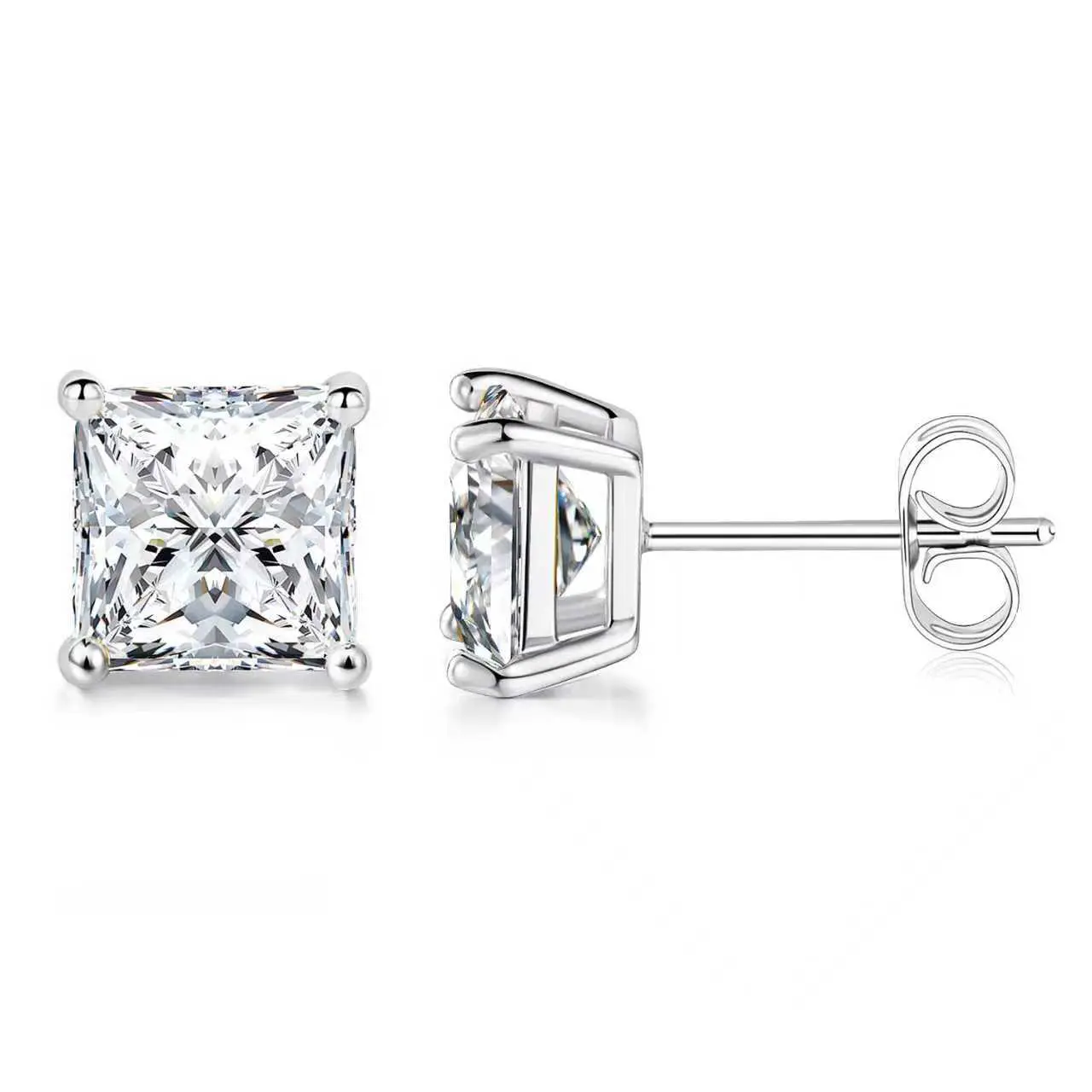 Stud Earrings for Women & Men, 7MM Princess Cut Square CZ, Classic Minimalist Hypoallergenic Jewelry, Unisex Daily Wear Gift, Studs Earrings, Men’s Earrings