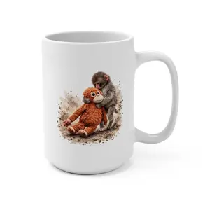 Cute Baby Punch Monkey Mug 11oz 15oz | Cute Monkey Cartoon Coffee Cup