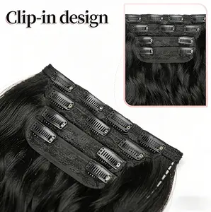 Seamless 4-Piece Clip in Hair Extensions | Premium Heat Resistant Synthetic Hair for Full Head Volume | 16"/20"/24" Natural Look Hairpieces with Non-Slip Stainless Steel Clips