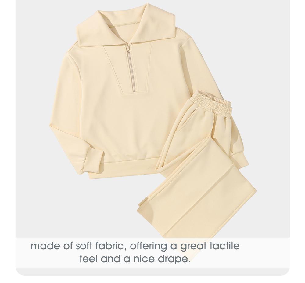 Aleumdr Women's Two-Piece Outfit Half-Zip Sweatshirt & Wide Leg Sweatpants Tracksuit for Autumn Sportswear Running Fitness Loungewear Set