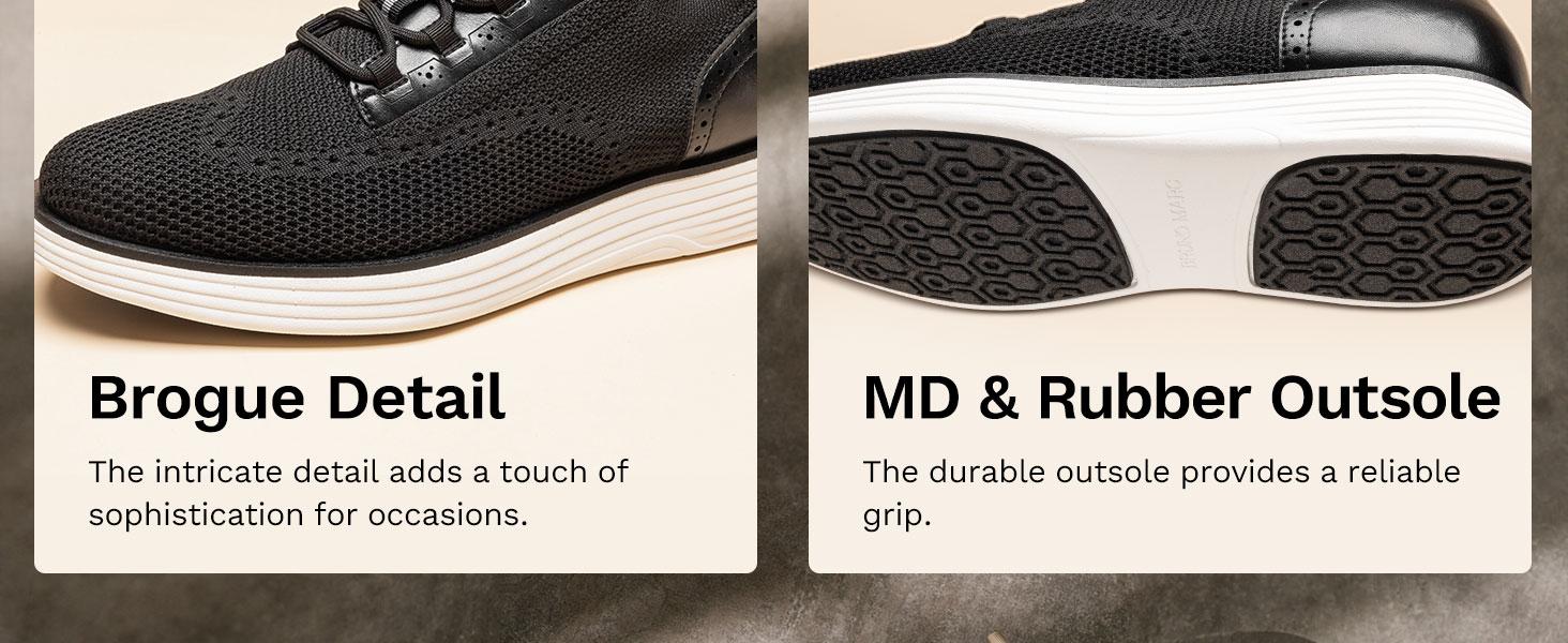 BRUNO MARC MaxFlex Suite Craft Men's Smart Casual Knit Oxford Shoes Round Toe Lace-Up All Seasons Closed Toe Brogue Detail MD Rubber Outsole - Runner, Athletic