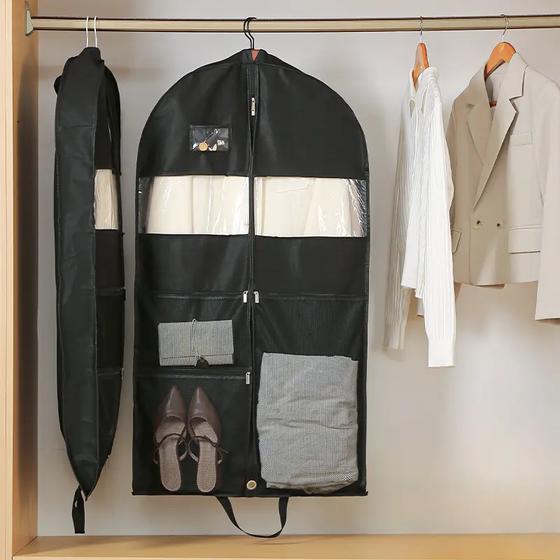 Dress Garment Bags for Travel and Storage, Garment Bags for Hanging Clothes Closet Storage With Handles, Portable Foldable Dust-Proof Storage Bags for Coats, Gowns, Dresses, Trips, 24x4x51 inch