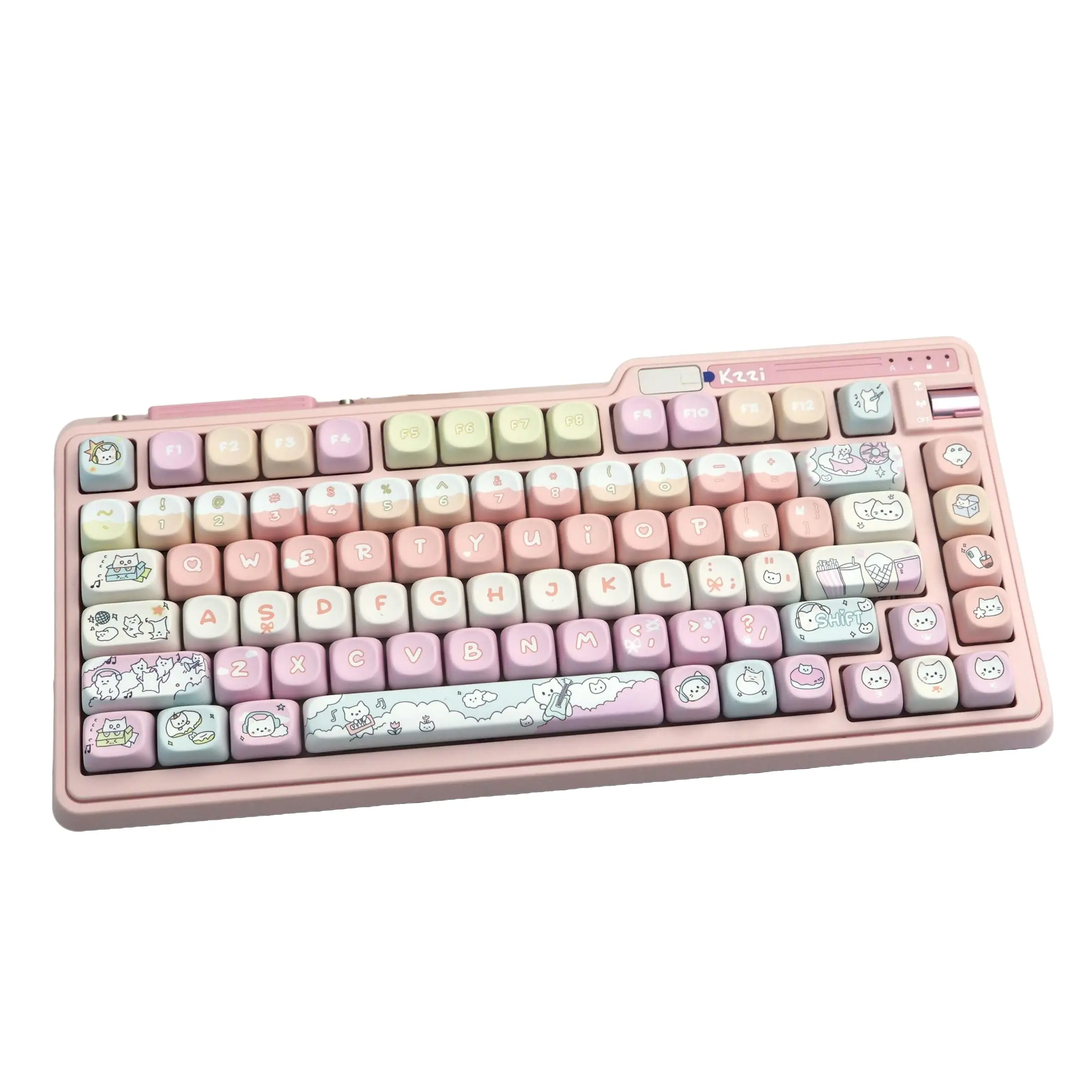 129 Key Rock Cat Theme Pbt Keycaps, Dye Sublimation Process, Moa Profile, Compatible with Mx Axis, for 61/64/68/87/96/104/108 Keyboards