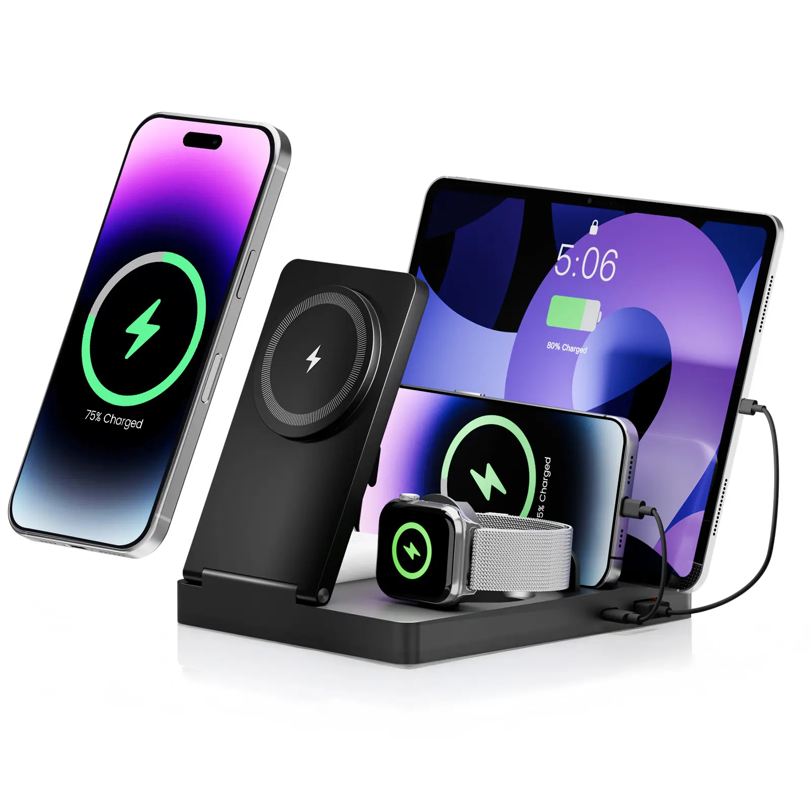 5-in-1 Magnetic Wireless Charging Station for iPhone 17/16e/16/15/14/13/12 Pro Max - 36W Fast Charging Dock with Perfect Alignment for iWatch, AirPods, iPad, Samsung & Type-C Devices Electronic Rubber sohochic,back to school,back to school haul