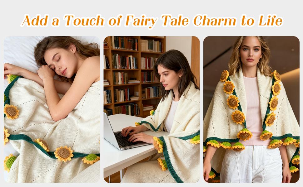 Finished Flower Bouquet Blanket,Handmade Crochet Flower Blanket,Soft Knitted Throw Rose Blanket, Romantic Gift for Birthday Wedding Valentine’s Day Mother's Day Christmas for Mom Girls and Sisters