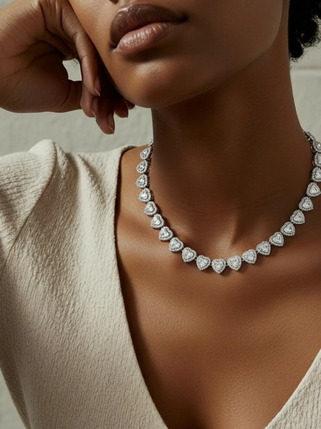 Fashion European Style Heart-Shaped Zircon Alloy Necklace, Amour Heart Necklace, Exquisite Chain Jewelry, Trendy Personalized Jewelry, Perfect Gift for Girlfriend and Best Friend, Exquisite Jewelry Gift, Birthday Gift Jewelry, Chain Necklaces
