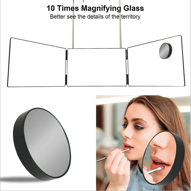 EVE 3 Way Trifold Haircut Mirror 360 Degree Mirror with Adjustable Height for Hair Cutting, Shaving, Dyeing, Styling & Makeup, Lightweight & Portable