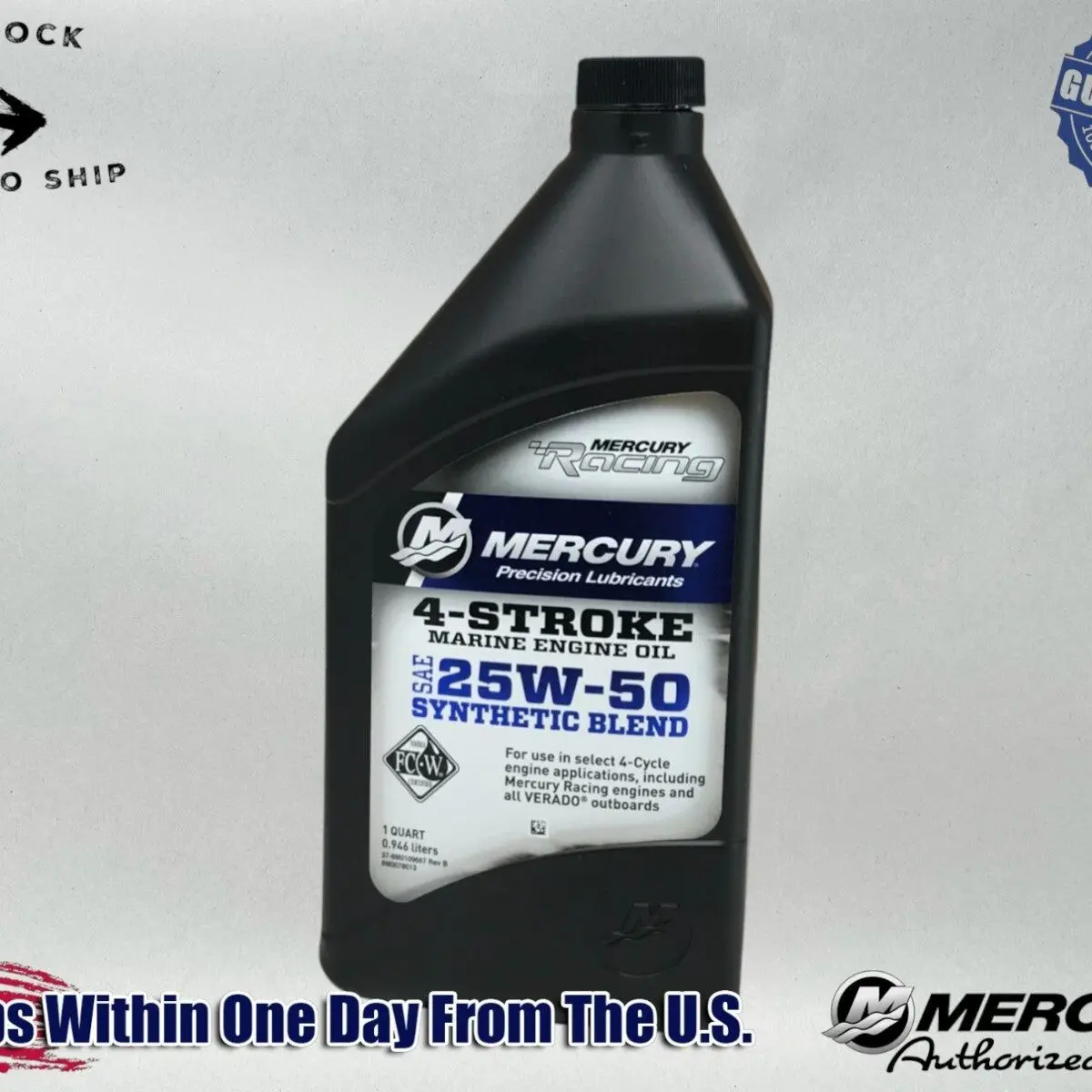 Mercury OEM 25W50 Hi Performance Semi-Synthetic Oil Quart 92-8M0078013