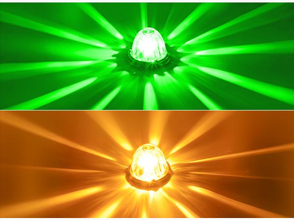 Partsam 2Pcs Dual Color Amber/Green LED Glass Lens Watermelon Lights, Turn Signal Marker Lights with Stainless Steel Bezel Compatible with Kenworth Peterbilt Freightliner