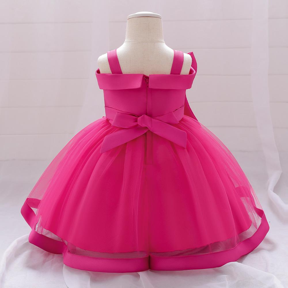 5081 Girl Princess Dress Flower Bow Elegant A-line Princess Skirt Perfect for Performance Wedding Parties and Summer Wearing Fashionable Design