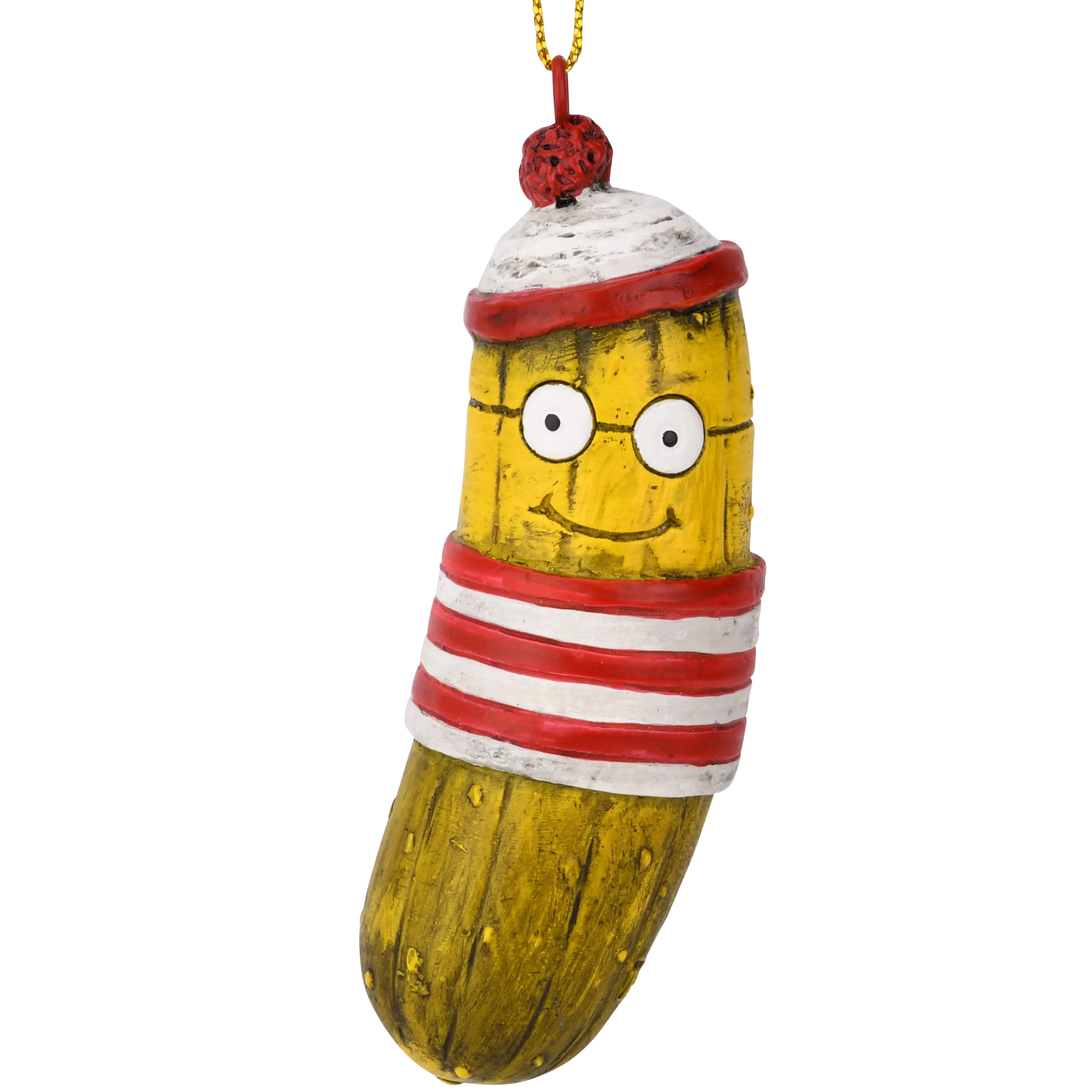 Tree Buddees Where's Pickle? Funny Hiding Pickles Christmas Ornament Tradition Hand-Painted Resin 4"x1.5" Green Pickle for Holiday Festivities