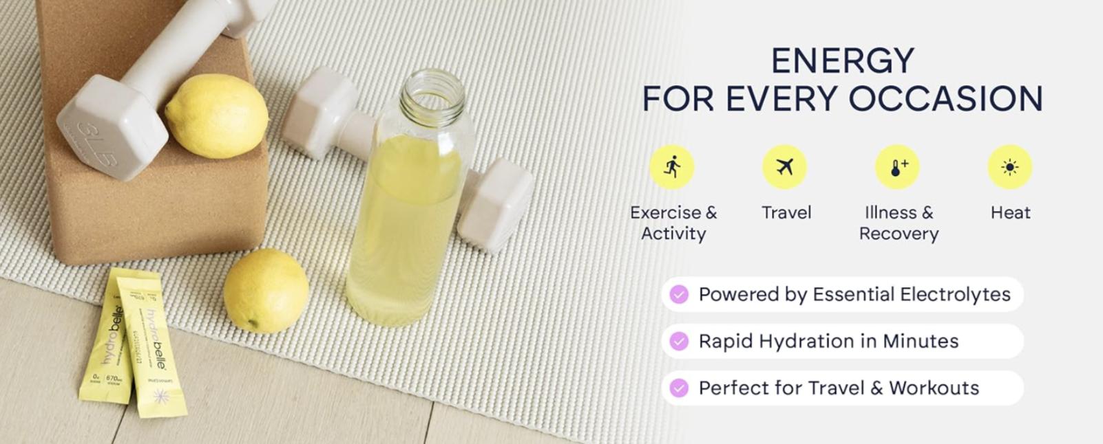 HydroBelle Electrolyte Sticks - Zero Sugar Coconut Water Powder, 32 Sticks, Vegan, Keto-Friendly, Natural Hydration for Fitness & Daily Wellness