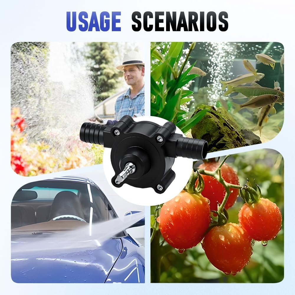 VAYWET Electric Drill Pump, Handheld Drill Self-Priming suction Liquid Transfer Pumps Portable Multi-scenario Liquid Extractor Pump Garden Outdoor Hose Industrial Hardware Heavy Duty Pipe Parts Diaphragm Pump Water Gasoline Oil Diesels Fluid Quick Pumping