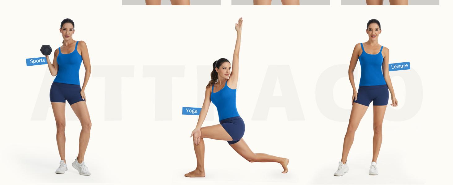 ATTRACO Women's Workout Tank Top Built in Bra Ribbed Athletic Tank Workout Top Scoop Neck Top Fitness Gymwear Women's Tank Tops Workout Sports Vest Seamless Yoga Backless Tanks Gym Sports wear SpringStatements