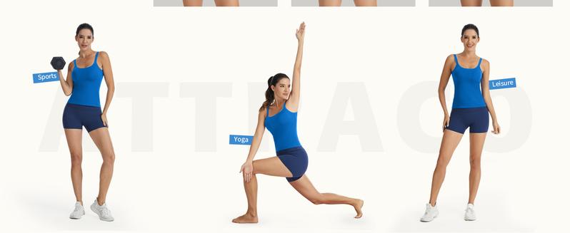 ATTRACO Women's Workout Tank Top Built in Bra Ribbed Athletic Tank Workout Top Scoop Neck Top Fitness Gymwear Women's Tank Tops Workout Sports Vest Seamless Yoga Backless Tanks Gym Sports wear