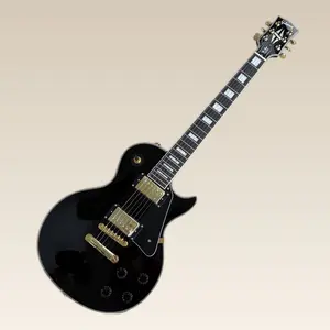Les Paul Custom guitar Black Beauty,Gold hardware Black Gloss Solid mahogany body 22 frets