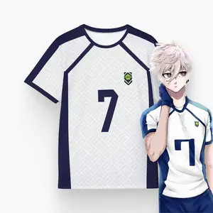Blue Lock Cosplay Soccer Jersey, Unisex Polyester T-Shirt Blue Lock Cosplay Soccer Jersey, Unisex Polyester T-Shirt