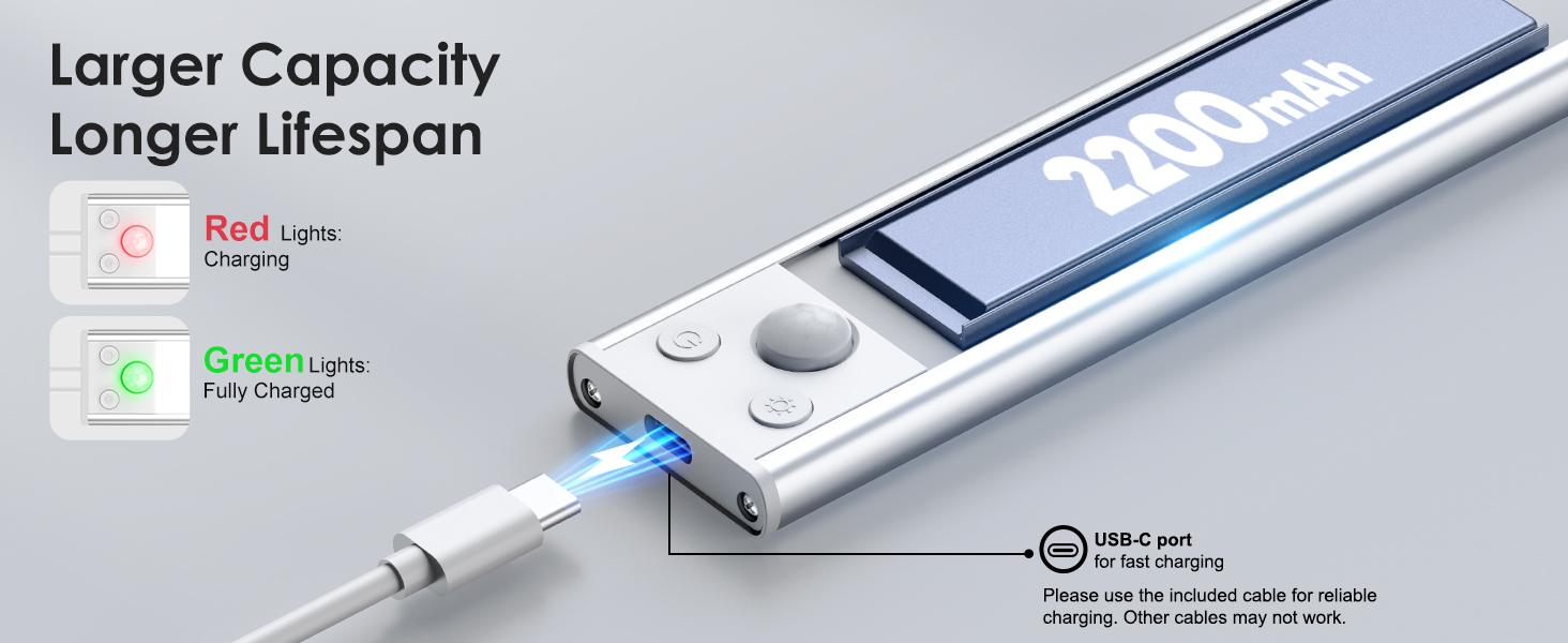 2026 Under Cabinet Lighting 1/2/3/4 Pack Motion Sensor LED Closet Light,USB Rechargeable Dimmable Stick On Under Counter Lights, 16inch Wireless Night Light for Kitchen Stair Bedroom,TikTok Viral Home Finds,Clean Girl Aesthetic,Home Upgrade 2026