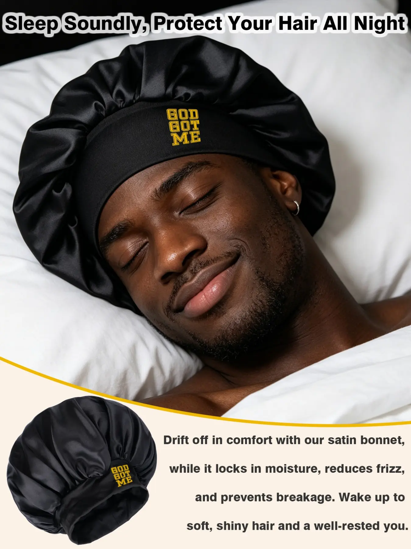 Unscented Wide Brim Satin Sleep Cap, Hair Cap for Sleep, Bonnets for Sleeping, Comfortable Elastic Shower Hat, Soft Breathable Material, Ideal for Daily Use