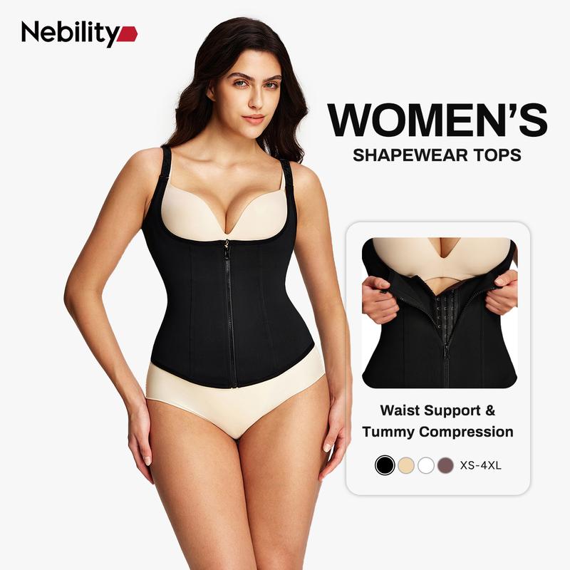 Nebility Women's Highwaist Corset Vest | Tummy Tuck Shapewear, Black | Sport & Daily Compression Womenswear Shaper Clothes Basic