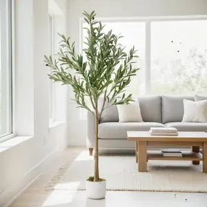 Garvee Tall Artificial Olive Tree in Pot with Realistic Branches and Fruit - Elegant Faux Indoor Olive Plant for Home, Office, and Modern Decor - Ideal Housewarming Gift