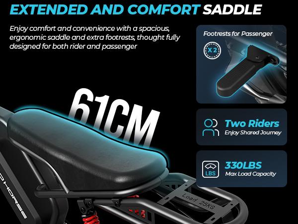 Windhorse V8 Pro Electric Bike for Adults, 20" Fat Tire EBike 31MPH, 65Miles PAS Range, 1500W Peak Motor Electric Dirt Bike with Long Seat, Rear Rack, 48V 15.6AH Battery All-Terrain Electric Mountain Bike for Off-Road Electric bmx, UL2849 Certified