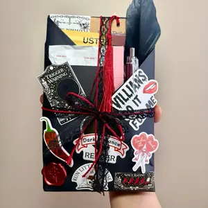 Dark Romance Dark Romantasy Blind Date with a Book Notebook Pen Bookmark Stickers Eye Mask & Hot Cocoa Set Valentine’s Day Gift Perfect Gift Bundle Quirky Gift