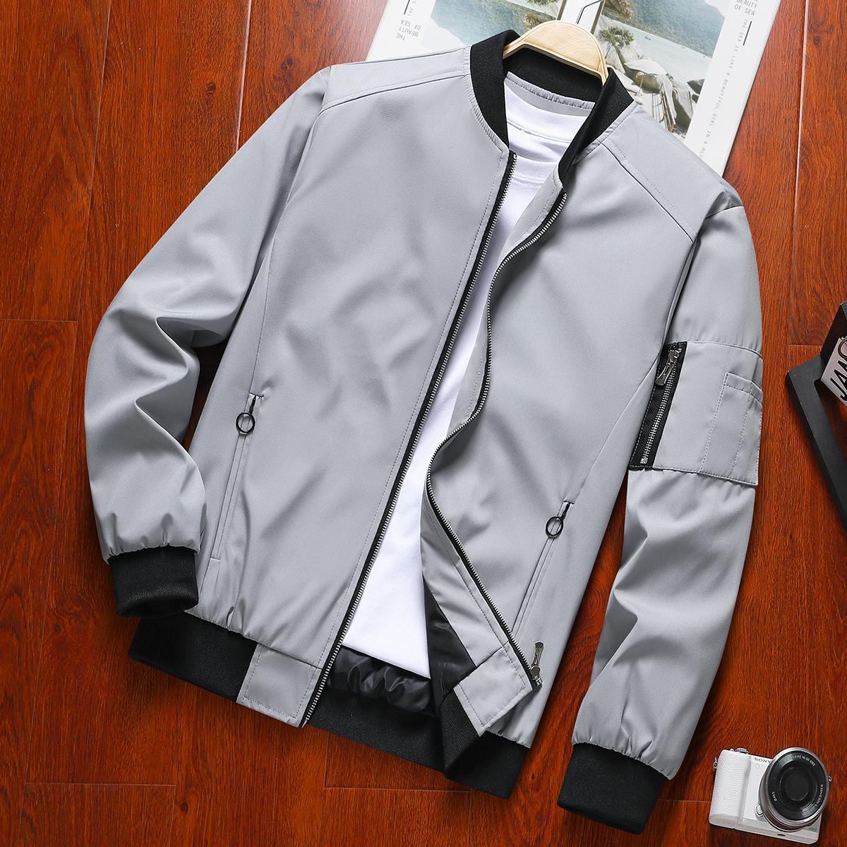 Men's Stylish Black Bomber Jacket Comfortable Trendy Baseball Jersey Coat Perfect for Casual Street Style Everyday Wear Gifting Lightweight Windbreaker Outdoorfun